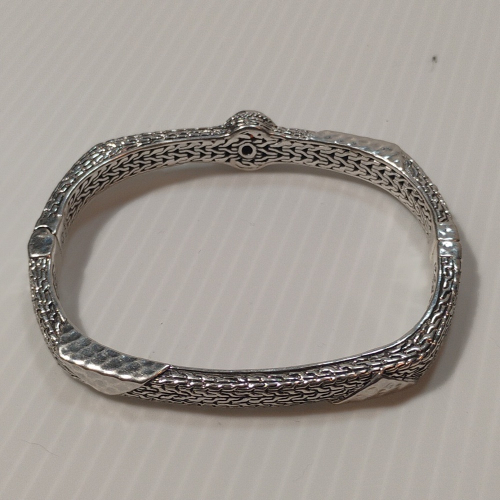 Sarda 925 Sterling Silver Bali Made Bangle Cuff With Brilliant Fire Gemstone - Picture 4 of 9